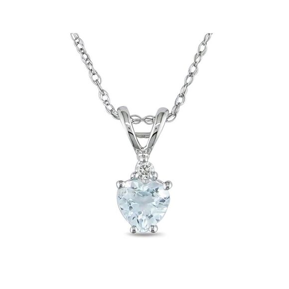 1/3 Carat (ctw) Aquamarine Heart Pendant in 10K White Gold with Chain